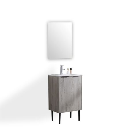 Mueble para ba&ntilde;o con espejo Vanity color Gris