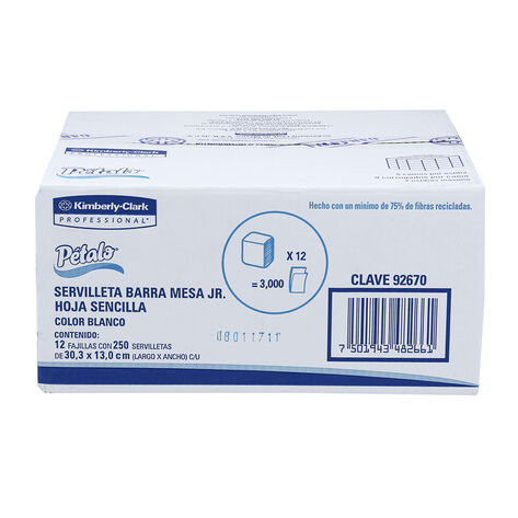 Servilleta Barra Mesa P&eacute;talo 12 / 250 pzas