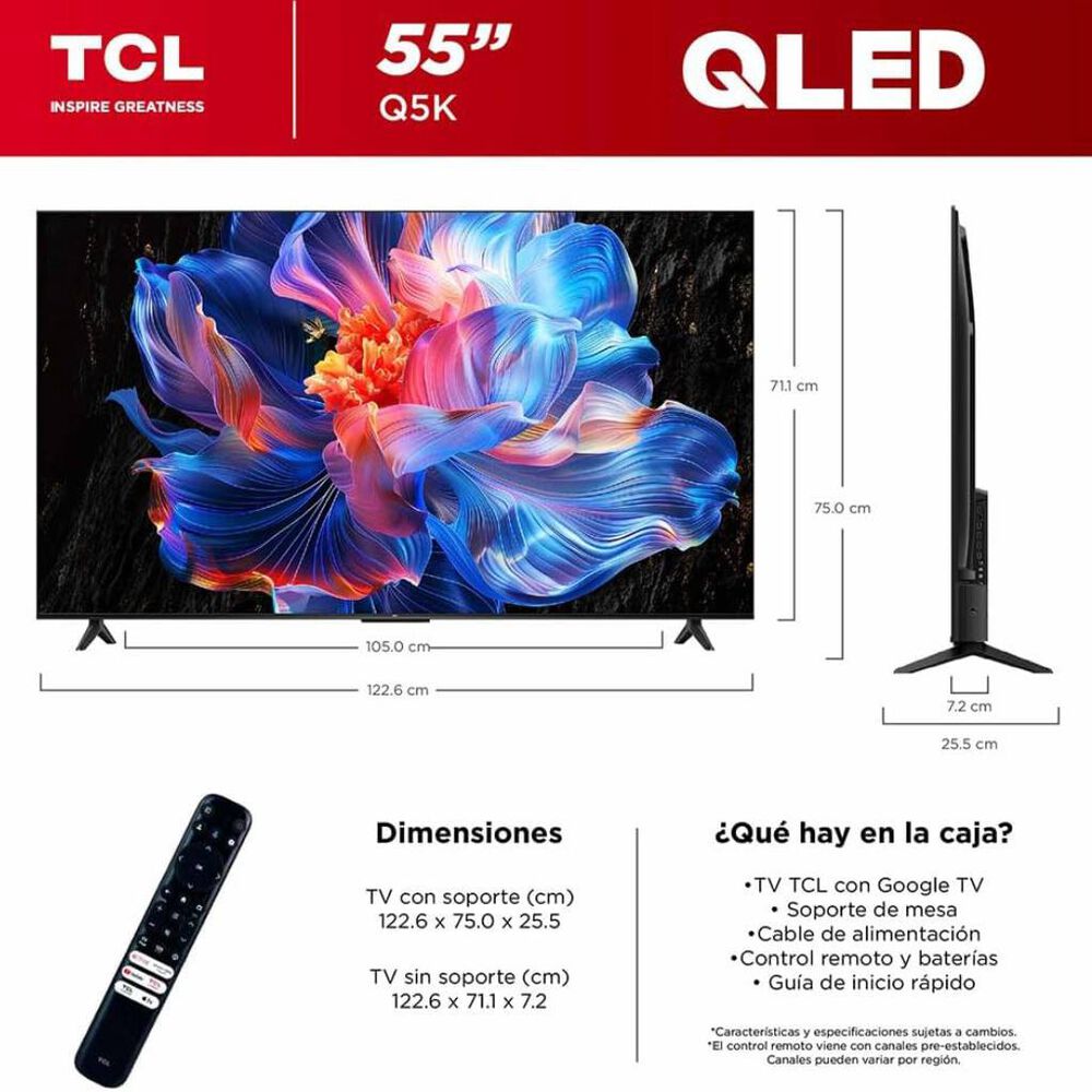 Pantalla TCL 55 Pulgadas 4K UHD QLED Google TV 55Q5K image number 7