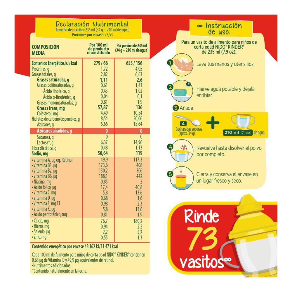 Leche en Polvo Nido Kinder  2.5 Kg image number 4