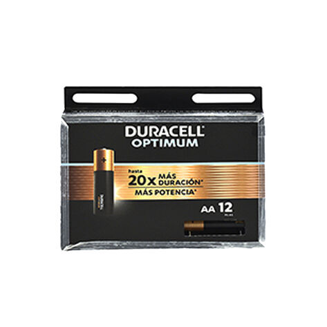 Pilas Alcalinas Optimum Duracell AA, 12 pzas