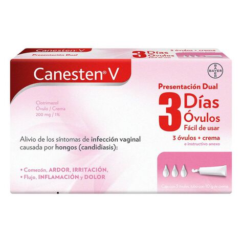 Canesten V Dual 3 D&iacute;as 3 Ovulos Y Crema
