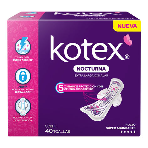 Toalla Femenina Nocturna con Alas Kotex  40 pzas