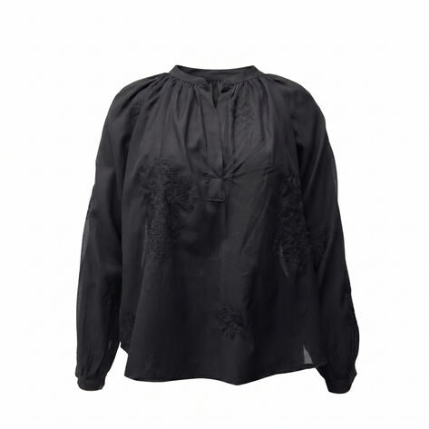 Blusa manga larga con escote cuello V negro talla CH RC Collections