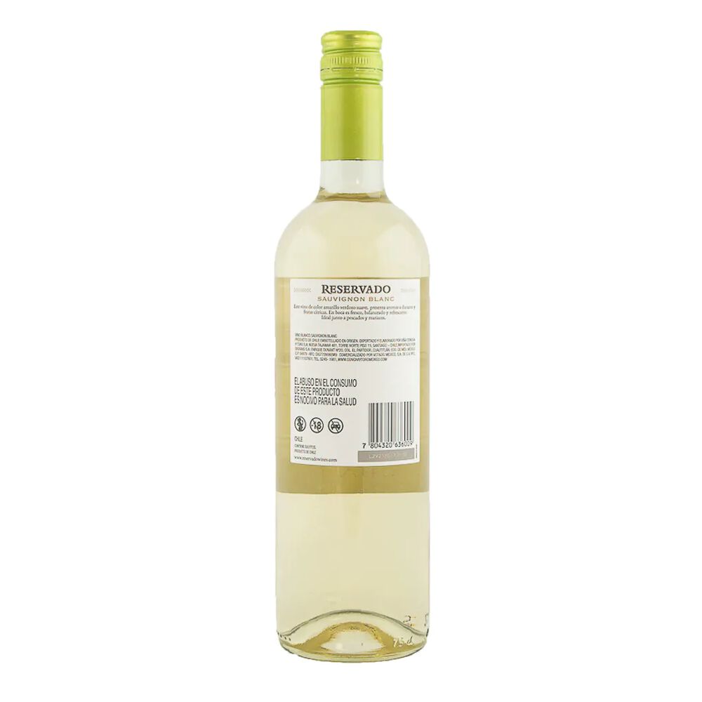 Vino Blanco Reservado Concha y Toro Suavignon Blanc 750 ml image number 1