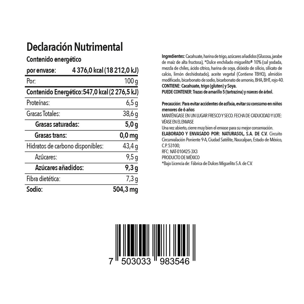 Cacahuates Japon&eacute;s Sabor Miguelito Naturasol 800 g image number 2