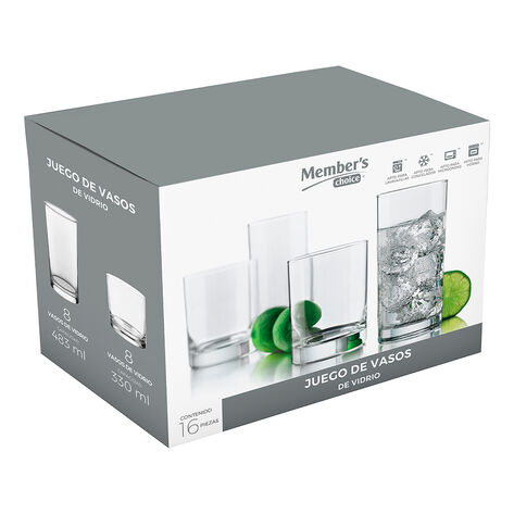 Juego de vasos de vidrio Members Choice 1/ 16 piezas