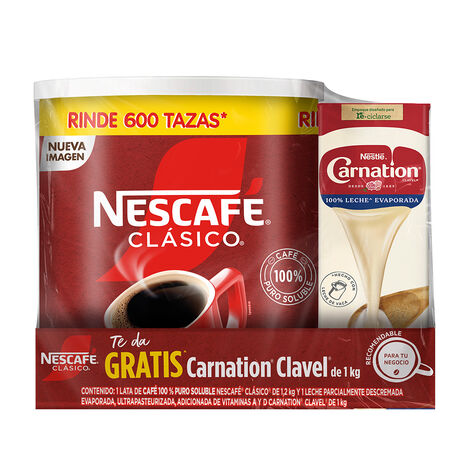 Nescafe Clasico 1.2kg + Carnation 1L