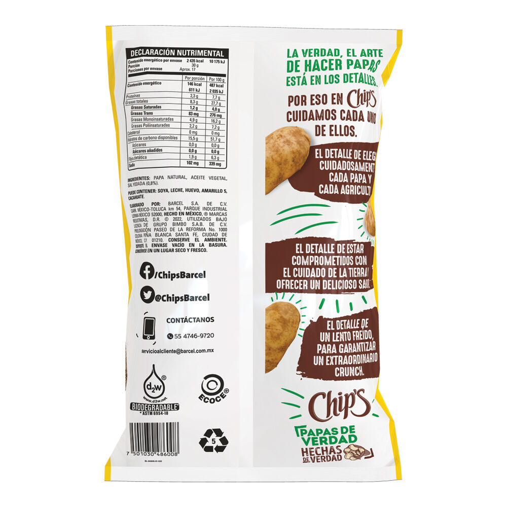 Papas Sal Chips 500 g image number 1