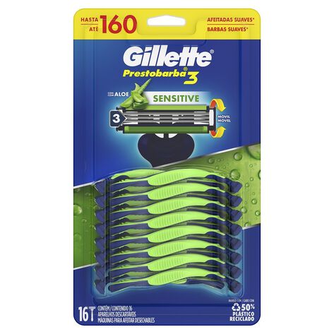 Rastrillo Prestobarba 3 Sensitive Gillette 16 pz