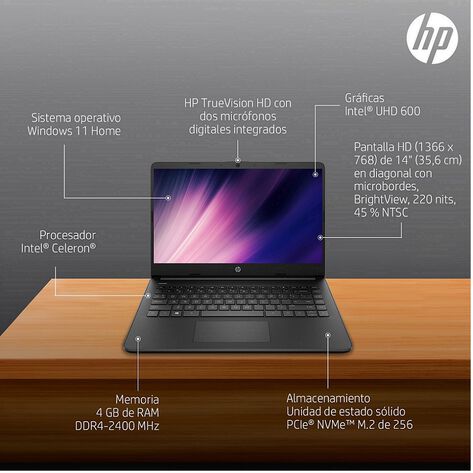 Laptop HP 14-dq0501la Celeron 4GB RAM 256GB 14