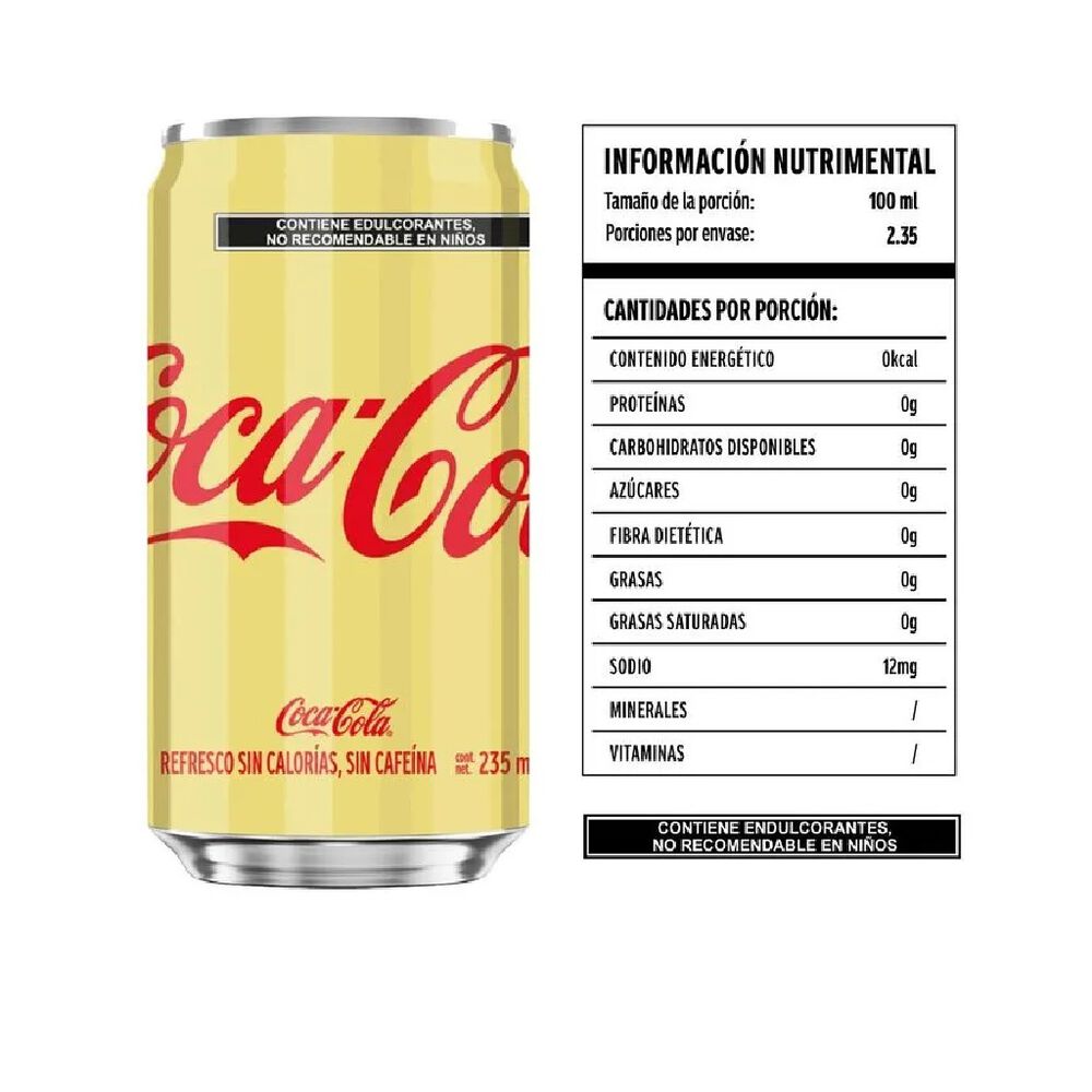 Refresco Coca Cola Light sin Cafe&iacute;na 8 Pack 235 ml image number 2