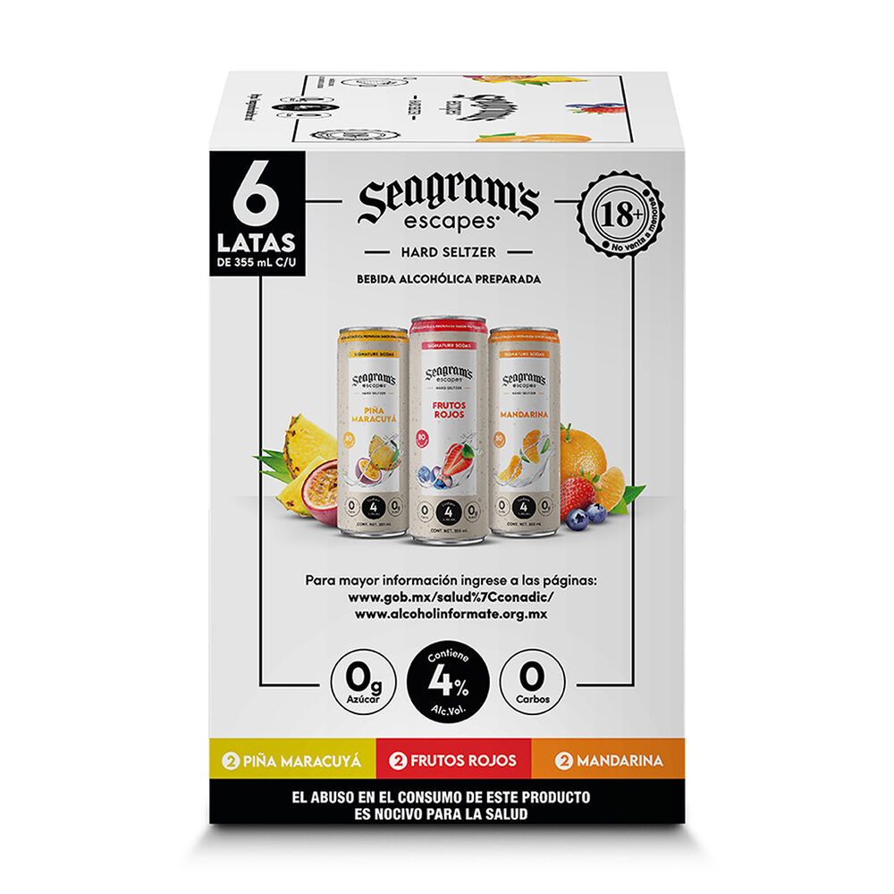 Bebida Alcoh&oacute;lica Preparada Varios Sabores Seagrams Scapes 6/355 ml image number 1