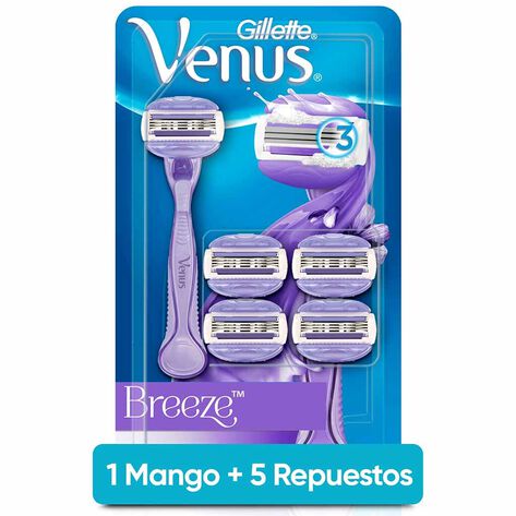 Rastrillo Breeze Mas 5 Cartuchos Venus 6 pza