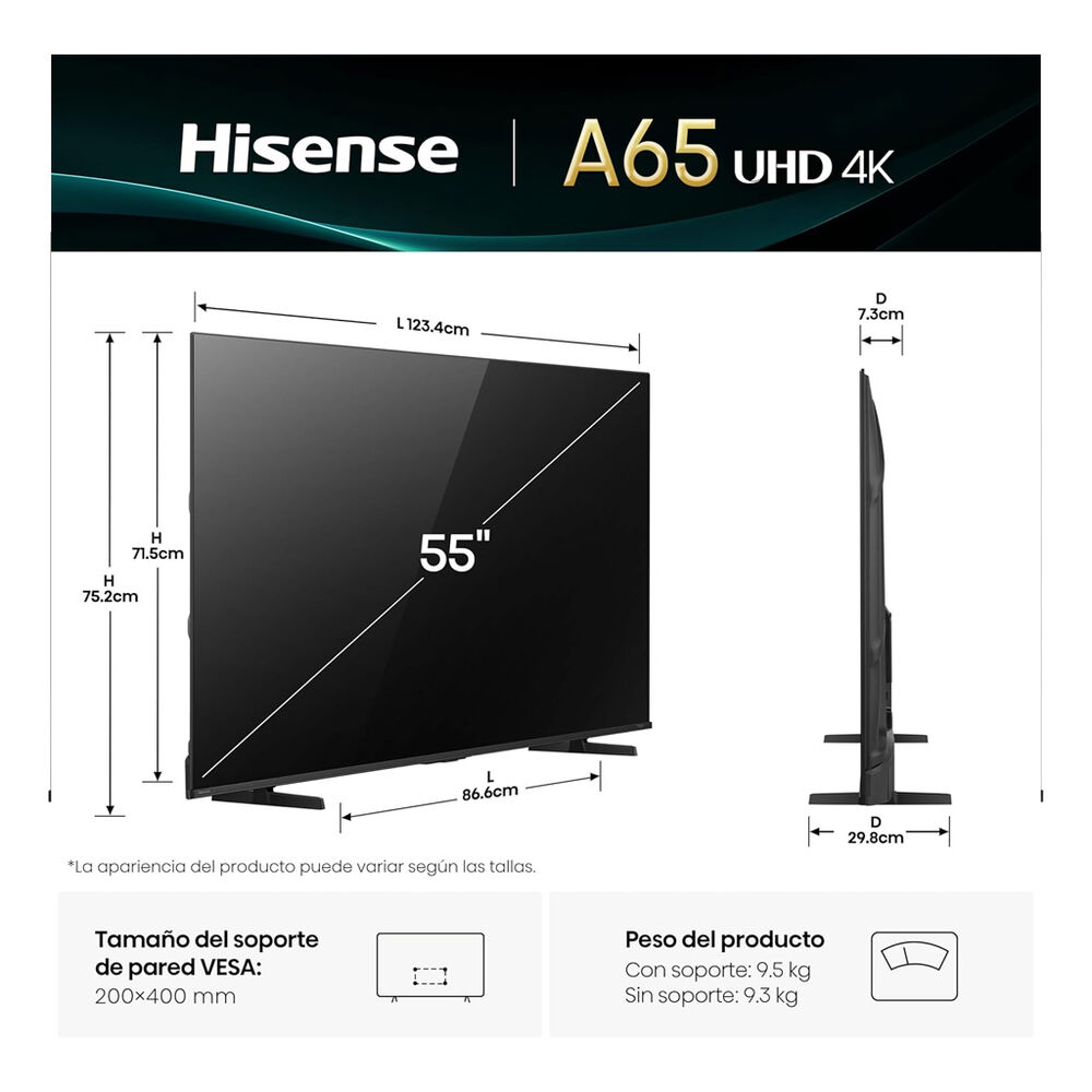 Pantalla 55" Hisense Fire TV Smart TV 55A65NFM image number 2