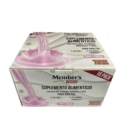 Suplemento Alimenticio Member&acute;s Choice Sabor Fresa 16 pzas de 237 ml c/u