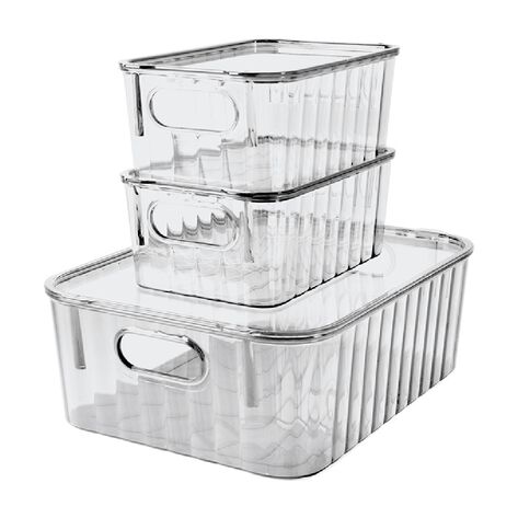 Set de 3 Cajas de Almacenamiento con Tapa Color Transparente