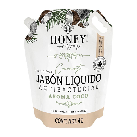 Jab&oacute;n Antibacterial Honey Aroma Coco pouch 4 L