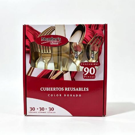 CUBIERTOS DORADOS REUSABLES M.CH  1/90 PIEZA M.CH.