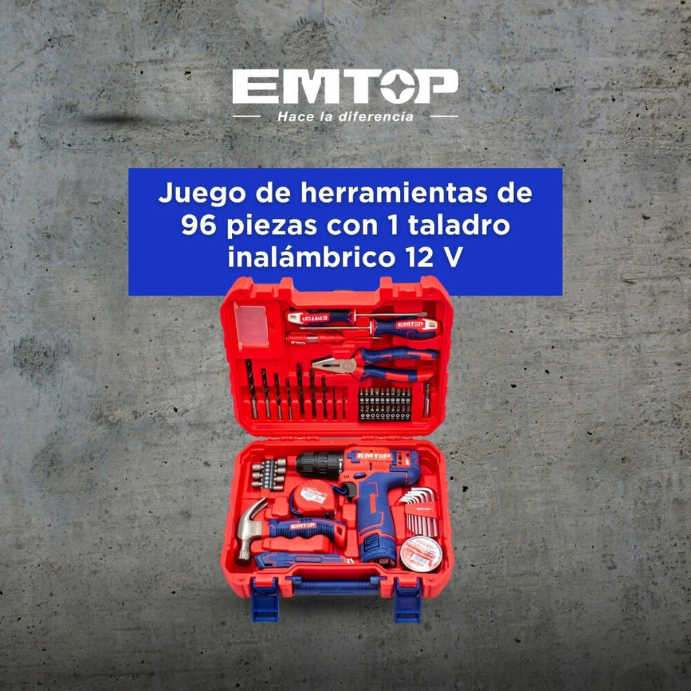 Juego de Herramientas con Taladro Inal&aacute;mbrico 12 V De 96 Pzs image number 2