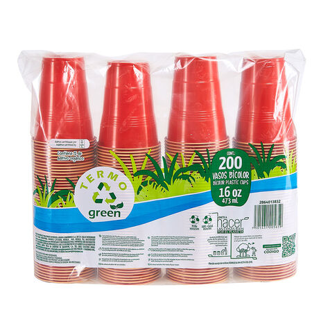 Vaso Ecol&oacute;gico Rojo Termo Green 16 oz  200 pzas