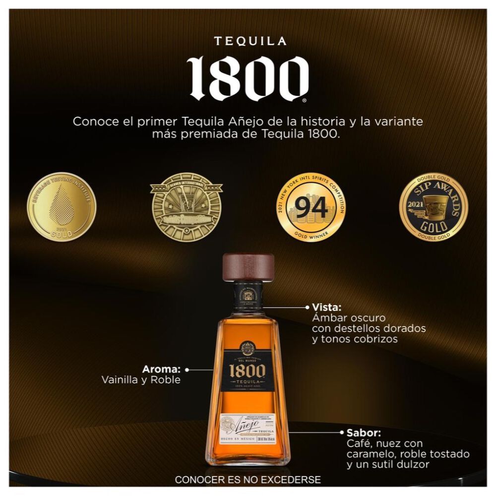 Tequila 1800 A&ntilde;ejo 700 ml image number 3