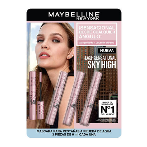 Mascara para Pesta&ntilde;as Sky High Waterproof Maybelline 3 pzas