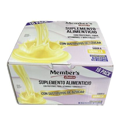Suplemento alimenticio Member&acute;s Choice sin azucar Vainilla 237ml 16 Pack
