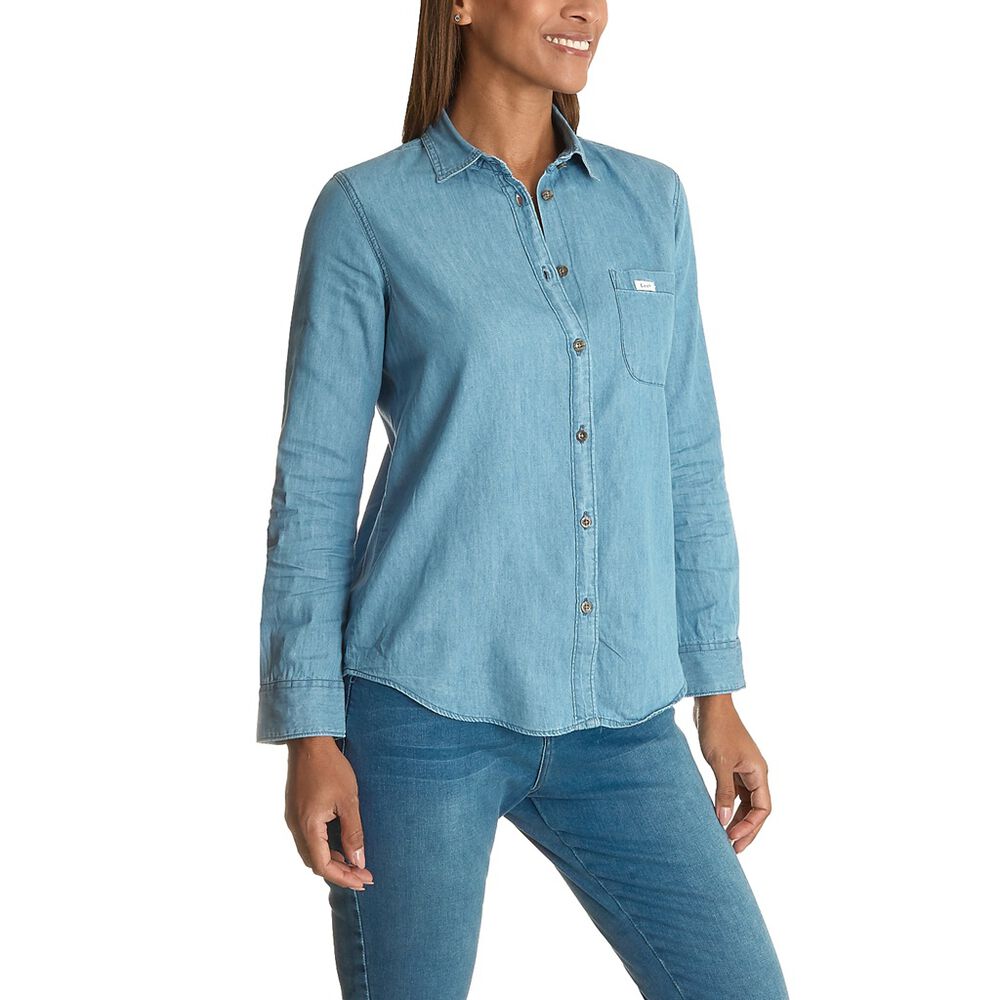 Camisa de mezclilla azul talla CH Lee image number 1