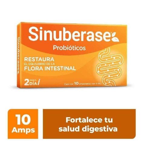 Probioticos Sinuberase Suspensi&oacute;n 1 Bill&oacute;n De Ufc 10 Ampolletas