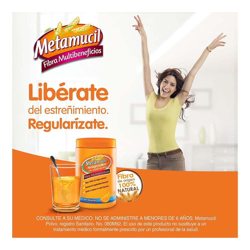 Metamucil Fibra Sabor Naranja 660 Gr image number 4