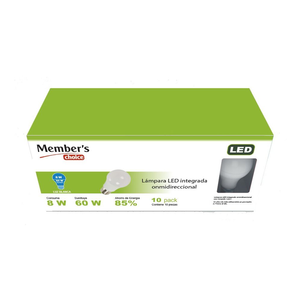 Foco Led Luz Fr&iacute;a 8W 10 Piezas MCHS image number 1