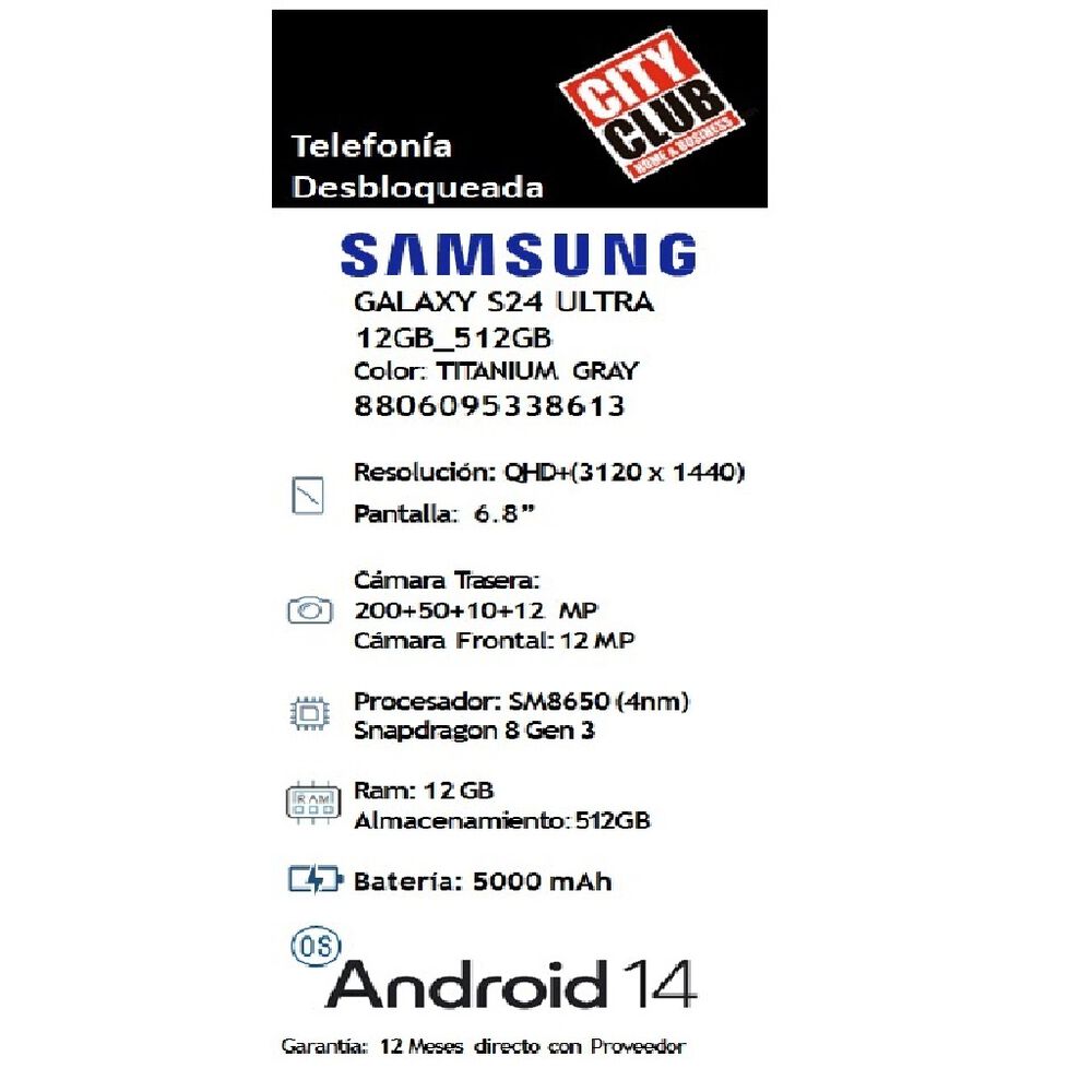 Samsung Galaxy S24 Ultra 12+512GB Gris image number 5