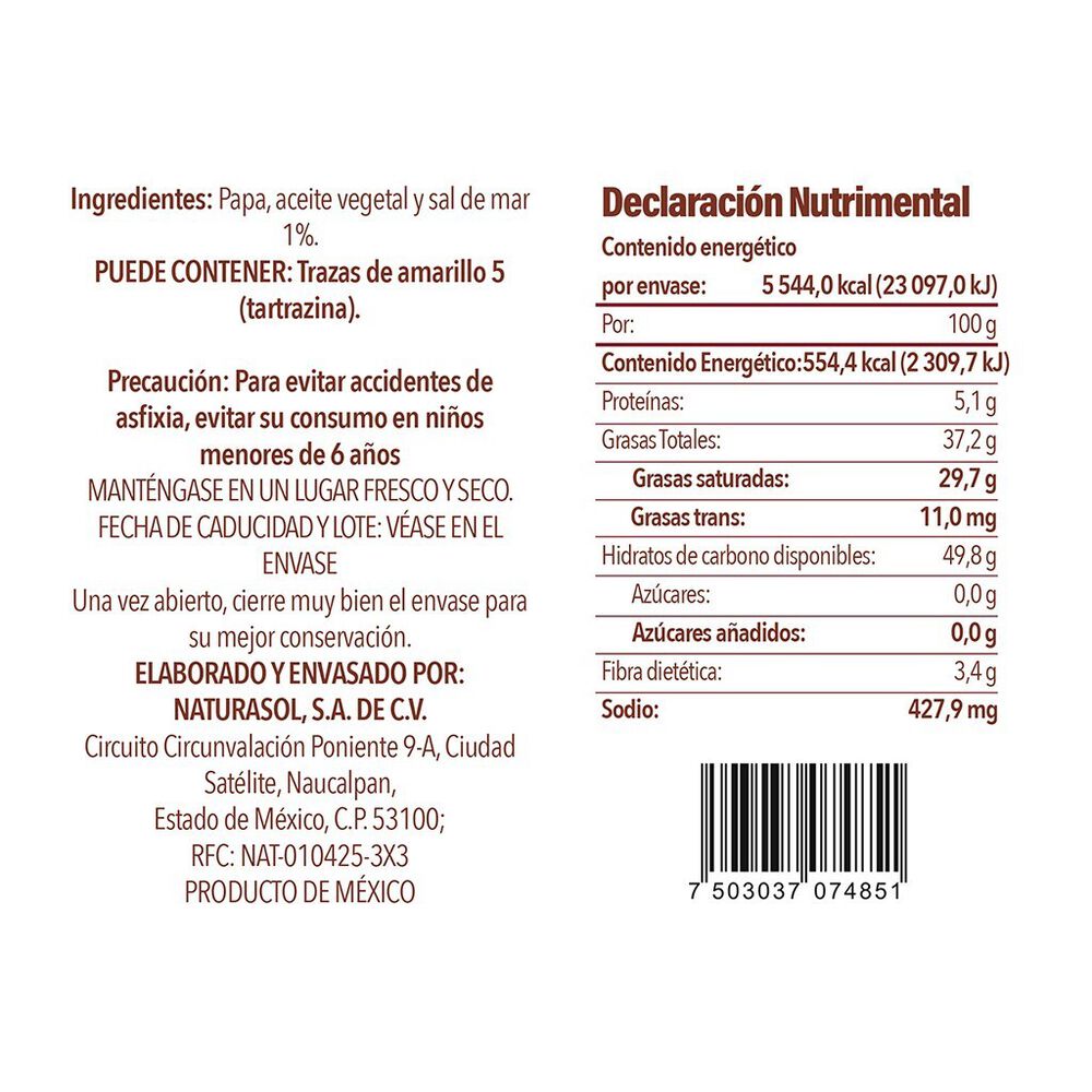 Papas con Sal Artesanal Naturasol 1 Kg image number 2