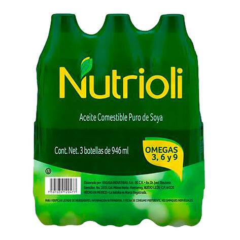 Aceite Vegetal de Soya Nutrioli  3/946 ml
