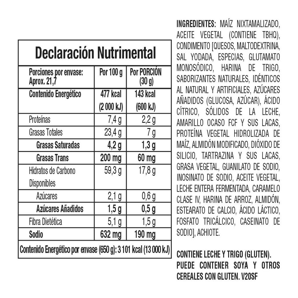 Botana de Maiz Sabor Queso y Chile Nachos Doritos 650 g image number 2