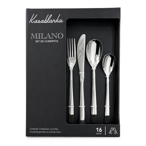 Set Cubiertos de Acero Inoxidable 16 pza KASABLANKA