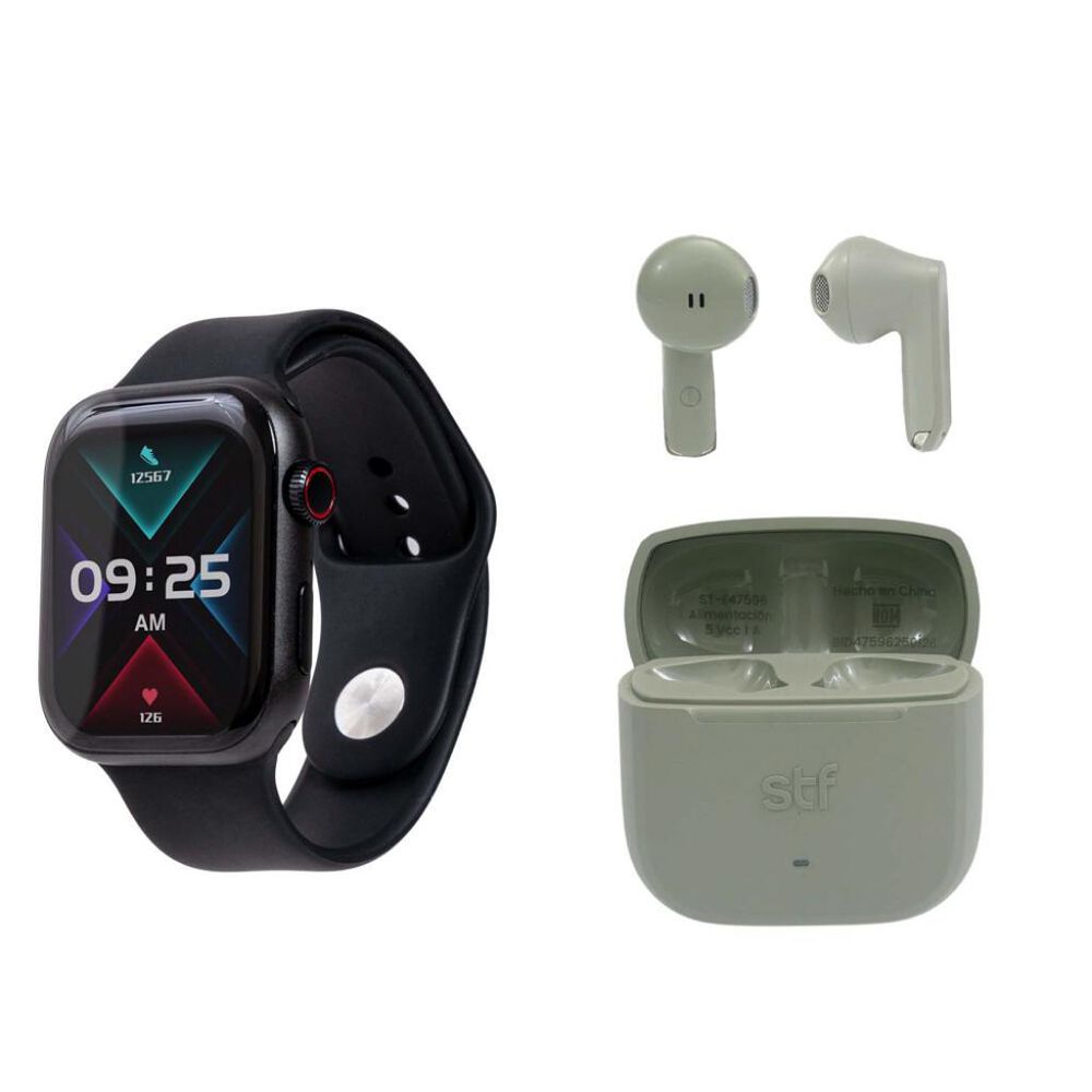 Combo Reloj Inteligente Kronos Element +  Aud&iacute;fonos TWS Hyro Olivo STF image number 1