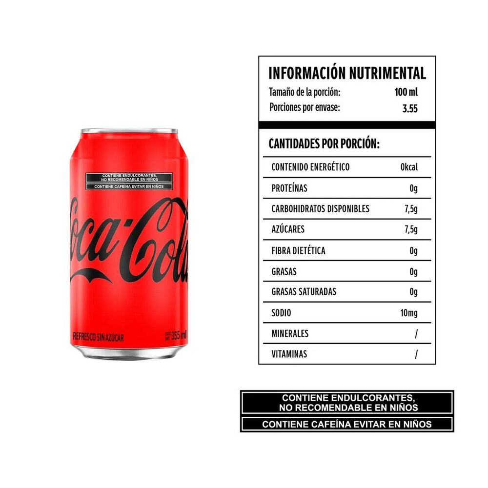 Refresco Coca-Cola Zero en Lata 355 ml image number 2
