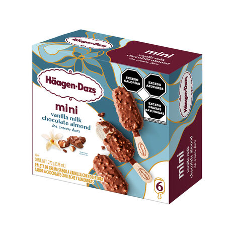 Mini Paletas Cobertura Chocolate y Almendra Haagen Dazs 6 Piezas