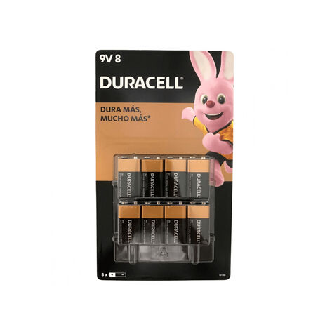 Pilas Alcalinas Duracell  9V, 8 pzas