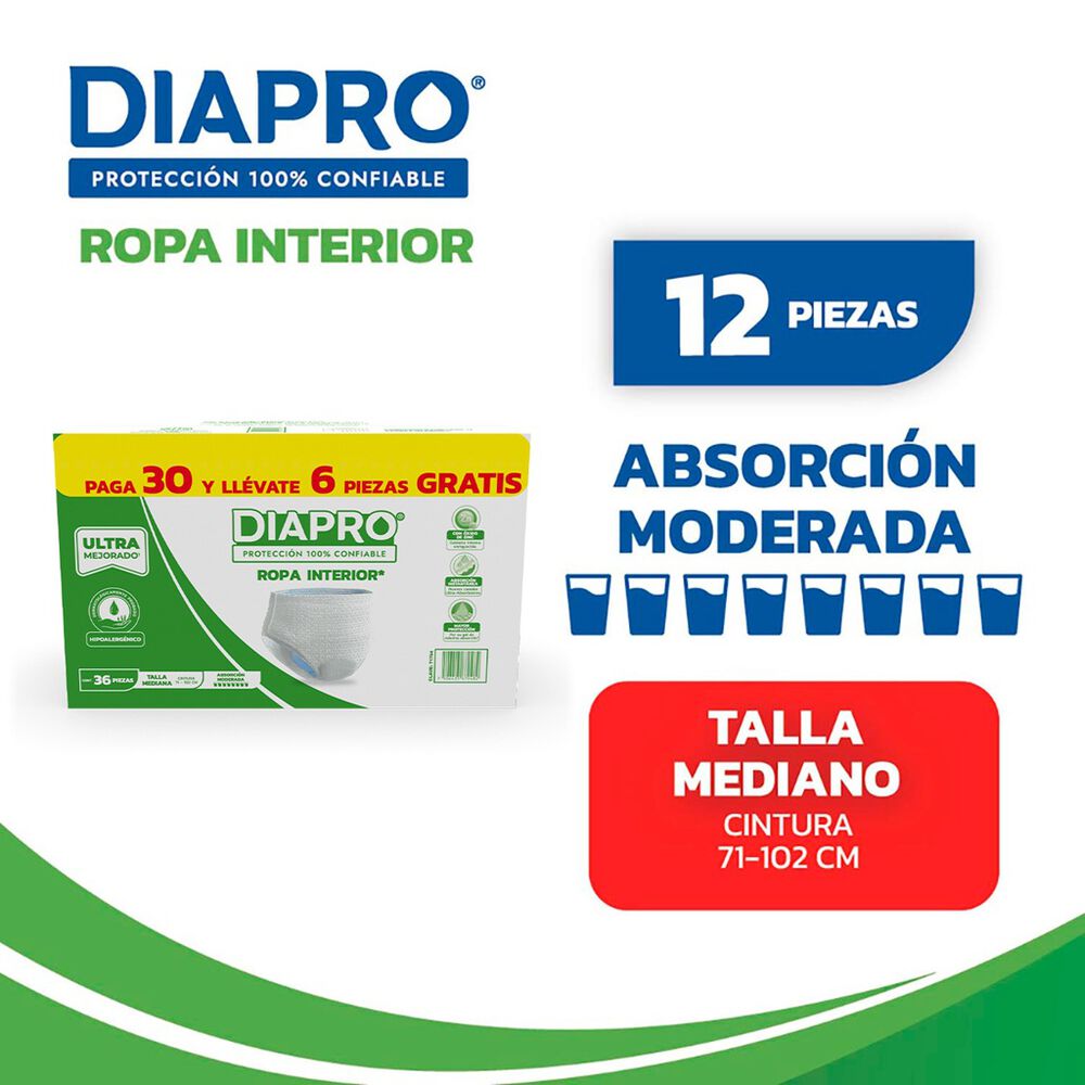 Ropa Interior Diapro Talla Mediana 30+6 Pzas image number 2