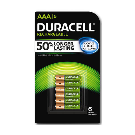 Pilas Recargables Duracell AAA, 6 pzas