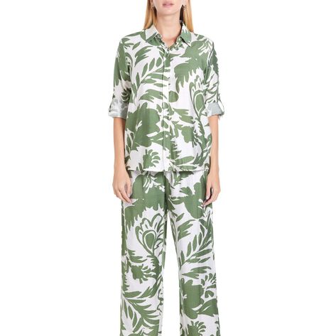 Conjunto Estampado Manga Larga Verde talla G Ann Miller