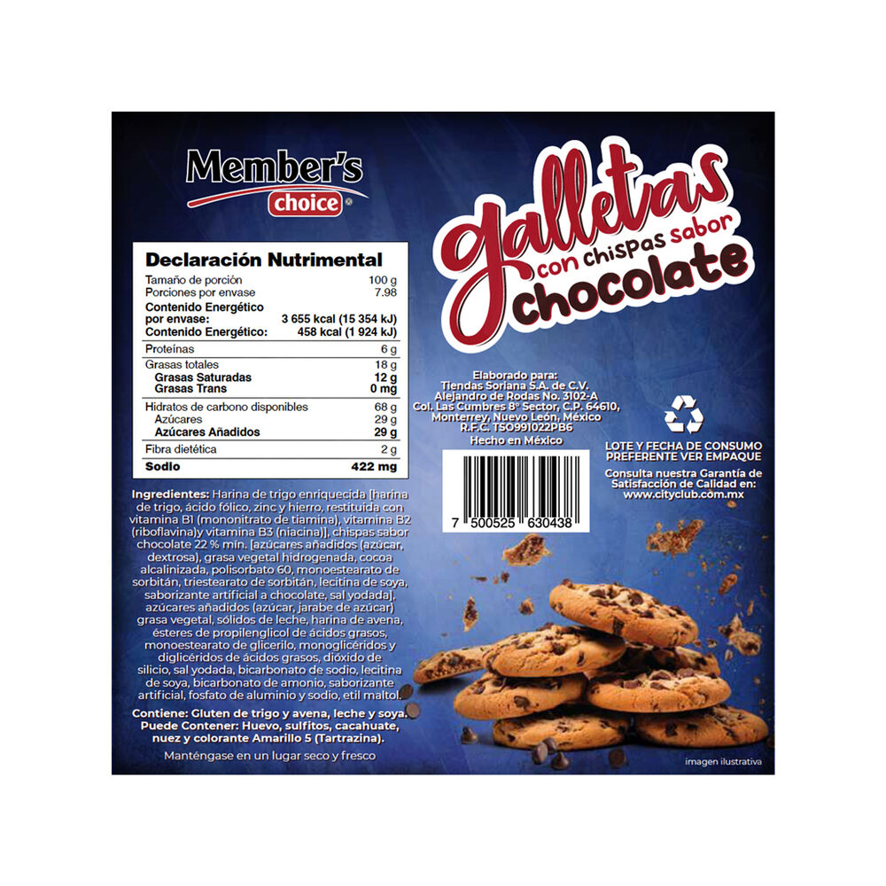 Galletas Con Chispas Sabor Chocolate 798 G M.CH. image number 1