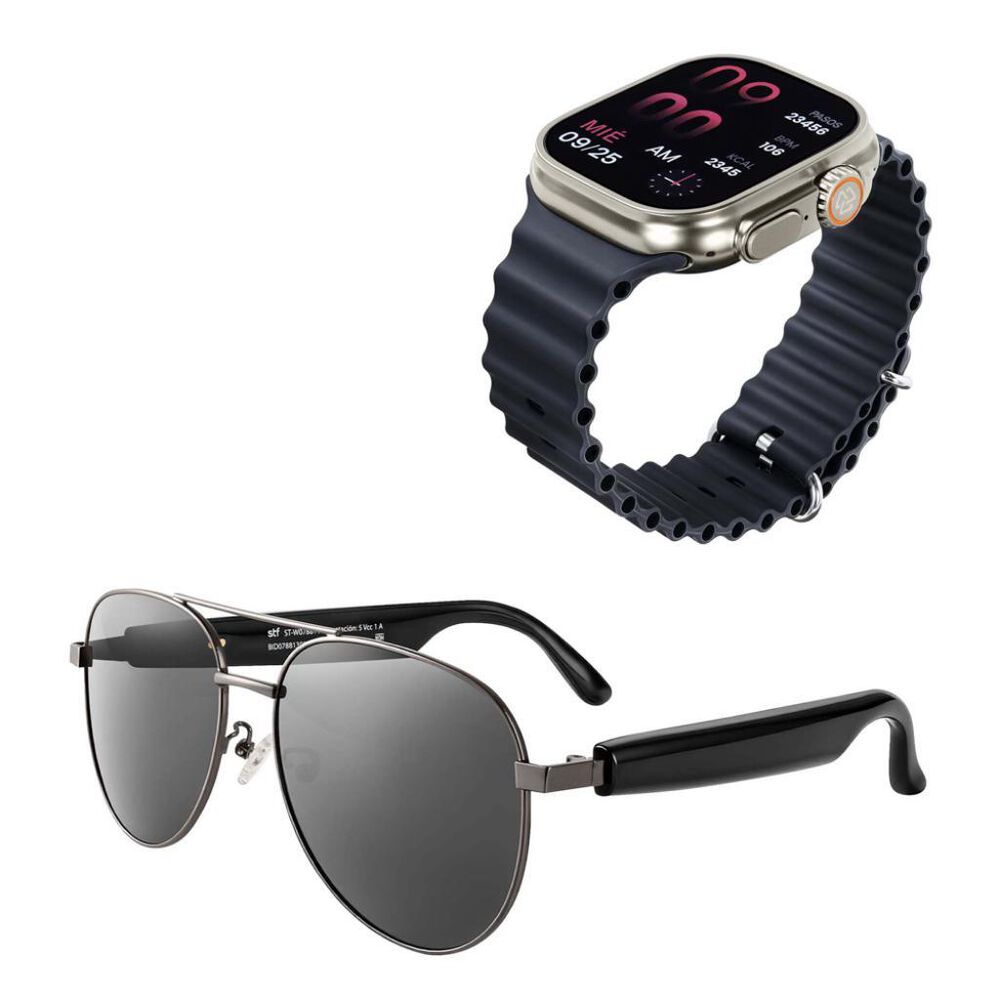 Combo Audio Glasess Lennz Navigate + Reloj Inteligente Kronos Ultra STF Negro image number 1