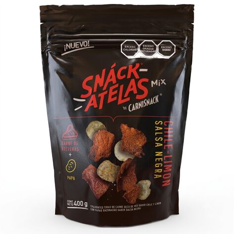 Papas  Sazonadas Salsa Negra con Carne Seca Chile y Lim&oacute;n Carnisnack 400 gr