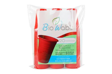 Vaso Rojo Biodegradable Bio Wabi 18 oz / 120 pza
