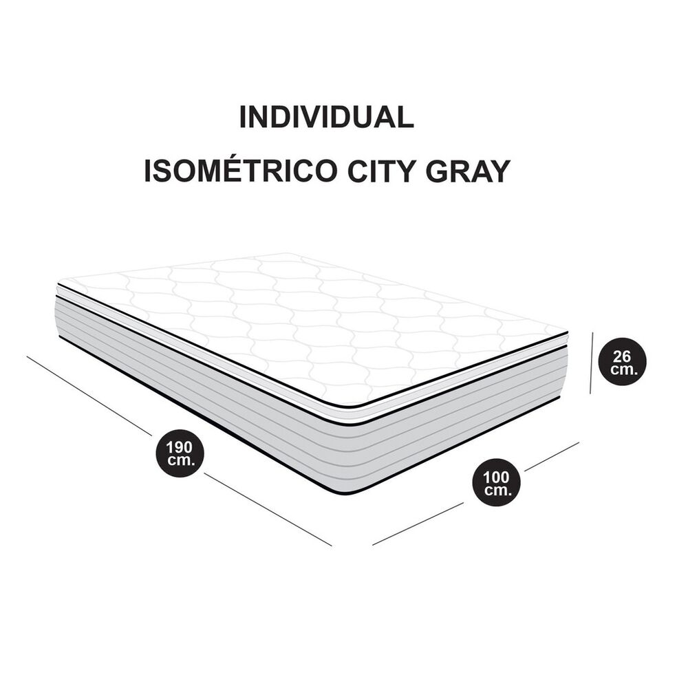 Colch&oacute;n Individual Gray Restonic. image number 2