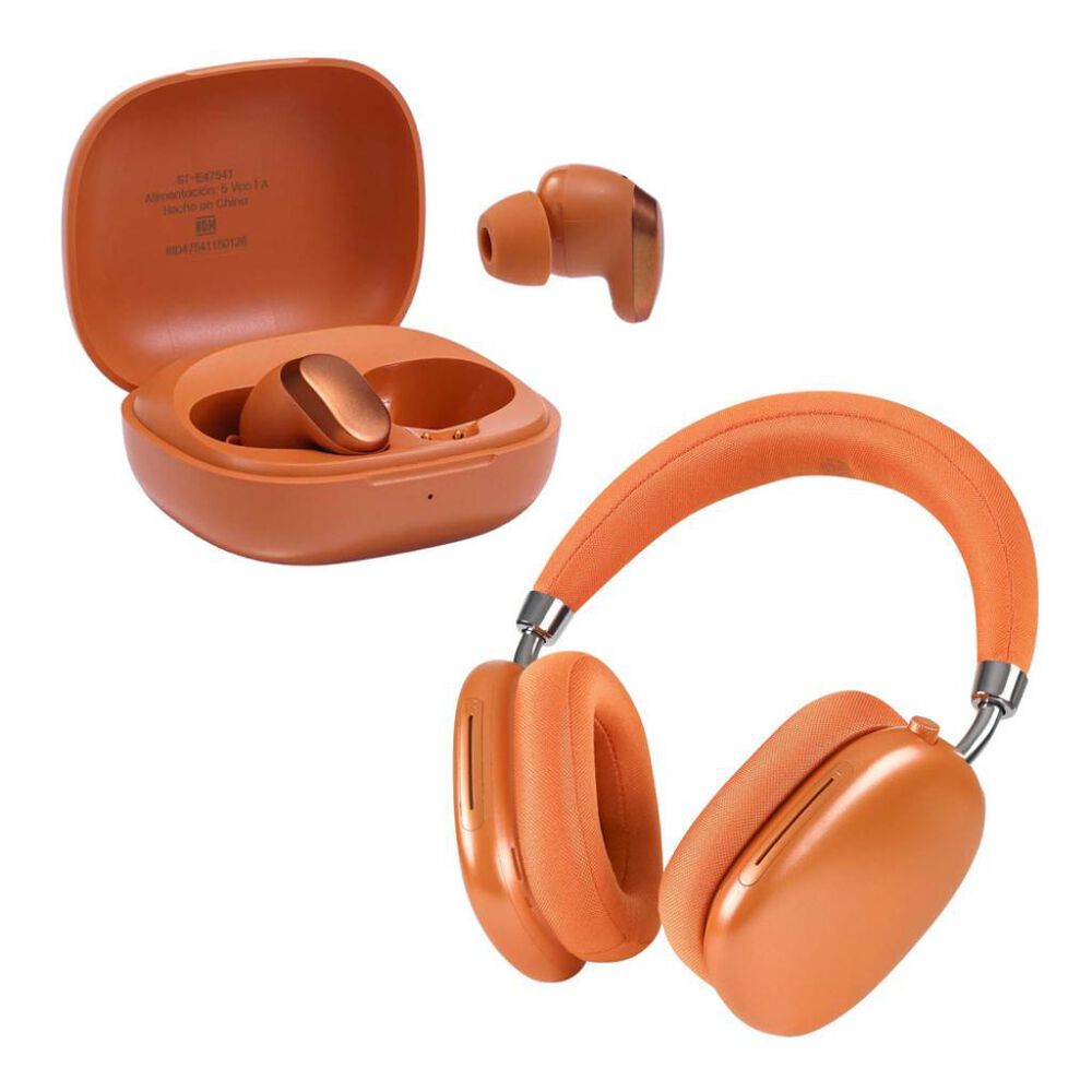 Combo Aud&iacute;fonos Inalambricos On Ear + TWS STF Cherry Max Naranja image number 1